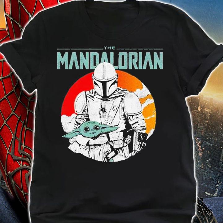Star Wars Mando And The Child Faded Poster T-Shirt t-shirt shirt