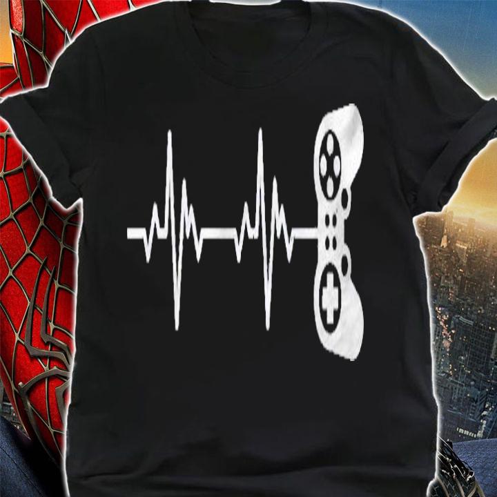 Gamer Heartbeat Nerdy Design White Video Game Controller Shirt t-shirt