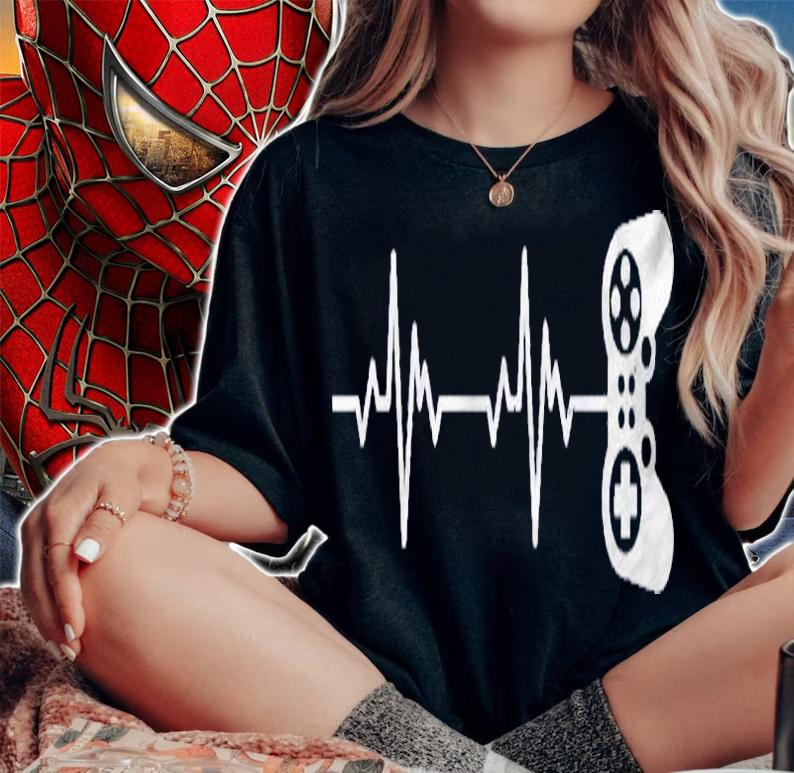 Gamer Heartbeat Nerdy Design White Video Game Controller Shirt t-shirt