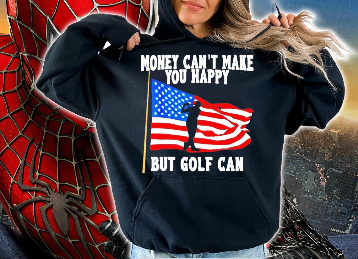 National Golf Day, Golfer American Flag Silhouette Quote T-Shirt t-shirt hoodie