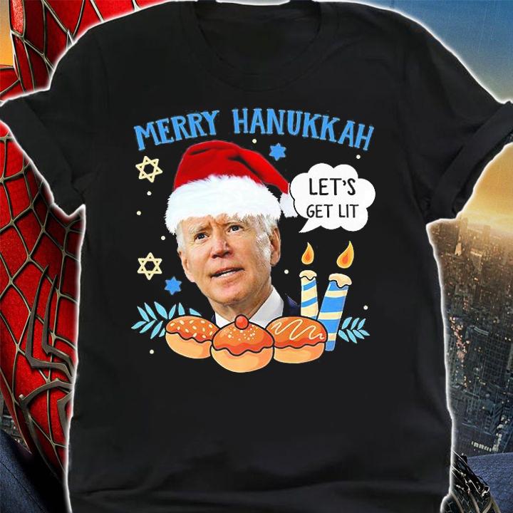 Santa Biden Merry Hanukkah Let's Get Lit Christmas T-Shirt t-shirt shirt