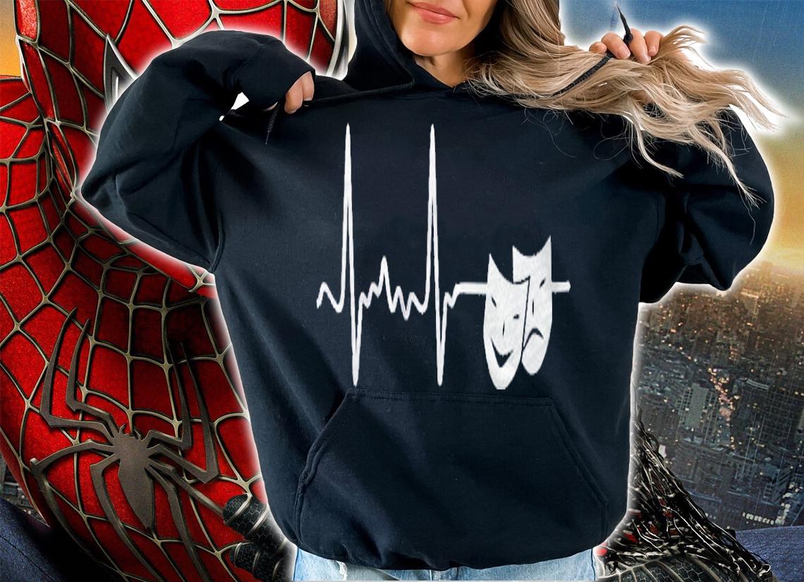 Theater Drama Mask Heartbeat Cardiogram Rehearsal Shirt t-shirt hoodie