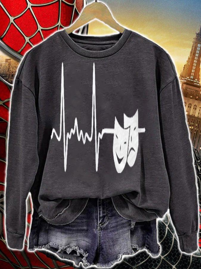 Theater Drama Mask Heartbeat Cardiogram Rehearsal Shirt t-shirt sweatshirt