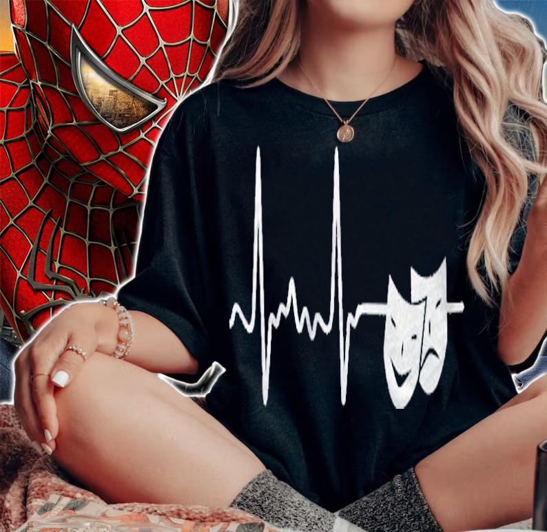 Theater Drama Mask Heartbeat Cardiogram Rehearsal Shirt t-shirt woman shirt