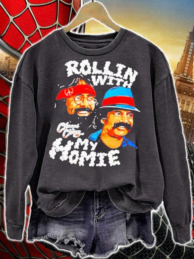 Cheech and chong rolling with my mommy shirt t-shirt sweatshirt
