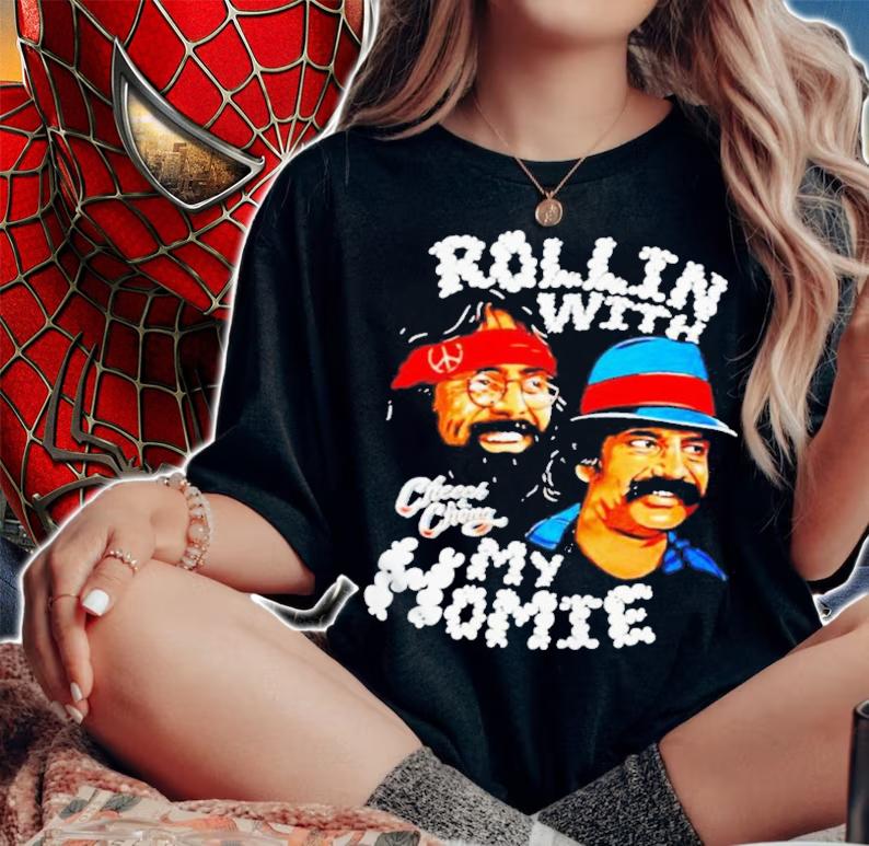 Cheech and chong rolling with my mommy shirt t-shirt woman shirt
