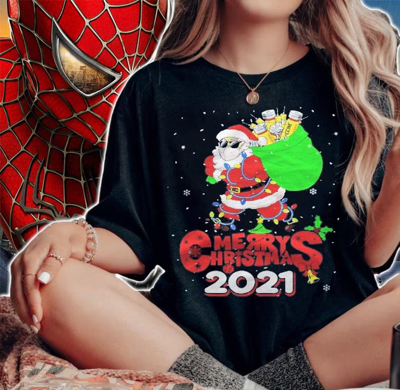 Merry Christmas 2021 Santa Claus Shirt Vaccinated Funny Xmas Shirt t-shirt woman shirt