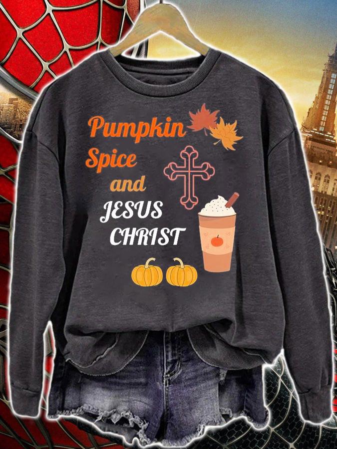 Cute Pumpkin Spice And Jesus Christ Fall Design 2021 T-Shirt t-shirt sweatshirt