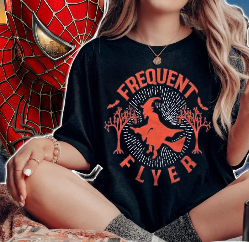 Frequent Flyer Funny Witch Halloween Shirt t-shirt woman shirt
