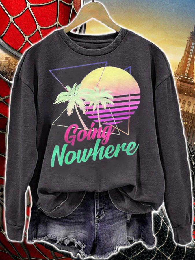Going Nowhere Retro 1980S 1990S Palm Trees Sunset Beach Art Shirt t-shirt