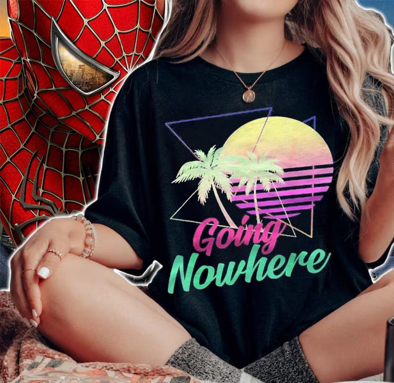 Going Nowhere Retro 1980S 1990S Palm Trees Sunset Beach Art Shirt t-shirt