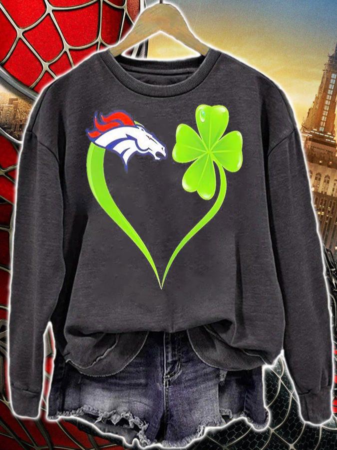 Denver Broncos Shamrock Heart St Patrick's Day T-Shirt t-shirt sweatshirt