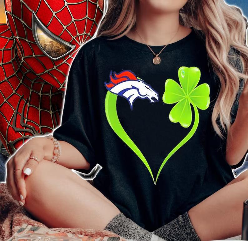 Denver Broncos Shamrock Heart St Patrick's Day T-Shirt t-shirt woman shirt