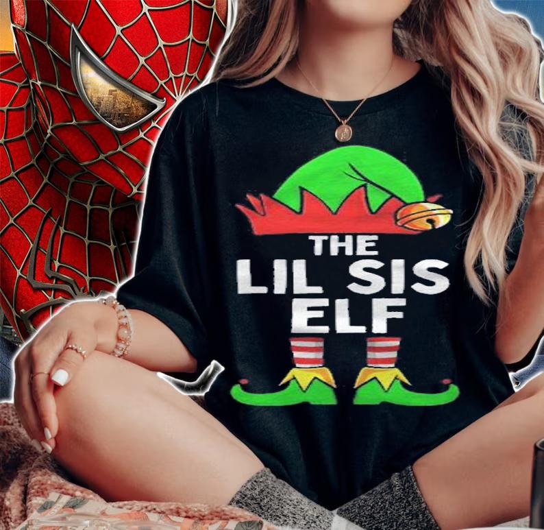 Lil Sis Elf Matching Family Christmas Sister Women Girls Shirt t-shirt