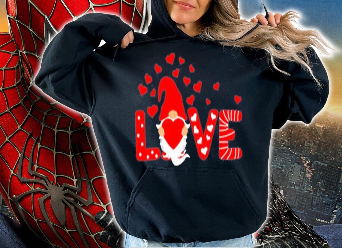 Valentine's Day LOVE Gnomies Holding Red Heart Valentine T-Shirt t-shirt hoodie