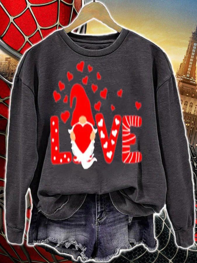 Valentine's Day LOVE Gnomies Holding Red Heart Valentine T-Shirt t-shirt sweatshirt