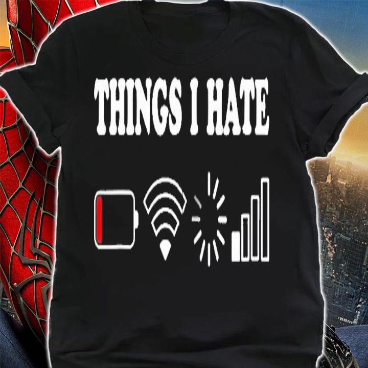 Things I Hate Low Battery No Wifi Retro Gamer Coder Nerd Zip T-Shirt shirt