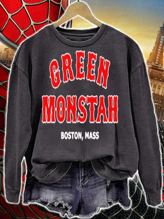 Green Monstah Funny Boston Mass New England Sports T-Shirt sweatshirt