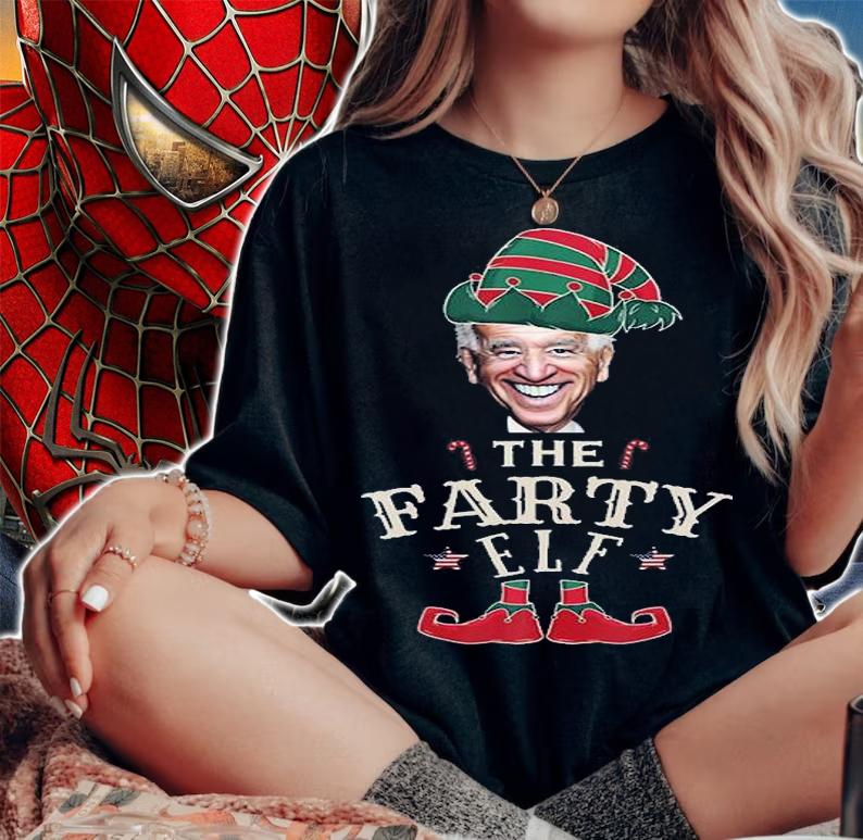 Conservative Republican Christmas Humor The Farty Elf T-Shirt woman shirt