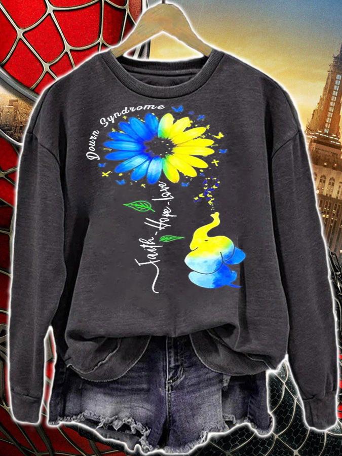 Faith Hope Love Awareness Downs Syndrome The Blue Elephant T-Shirt sweatshirt