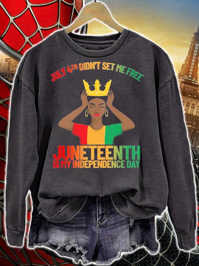 July 4th Didn't Set Me Free Afro Girl Women's T-Shirt sweatshirt