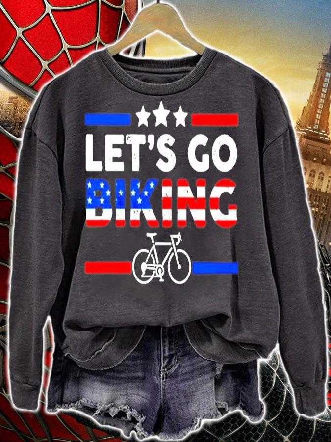 Lets Go Biking US Flag T-Shirt