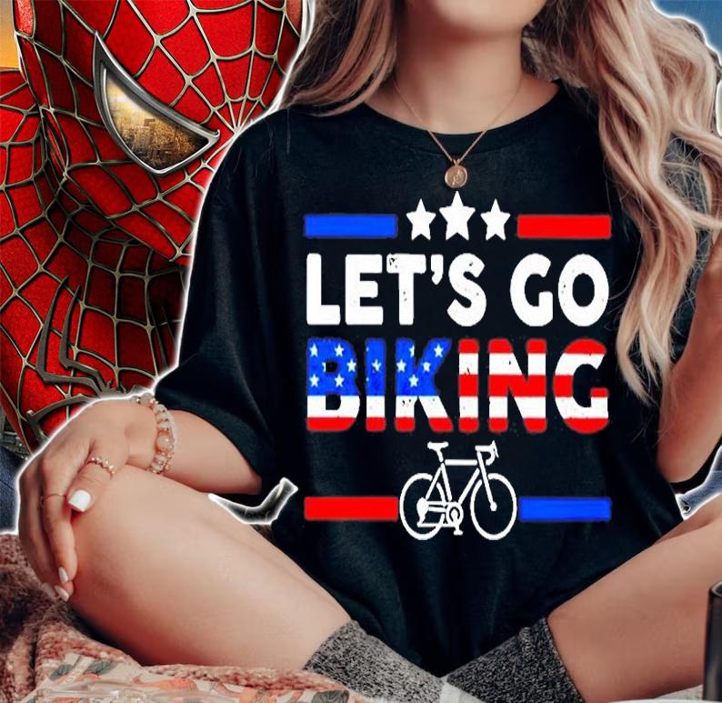 Lets Go Biking US Flag T-Shirt