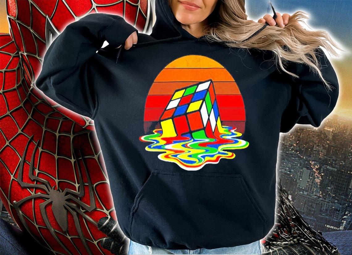 Melting Puzzle Cube Speed Cuber Hobby 80S Vintage Math Game T-Shirt hoodie