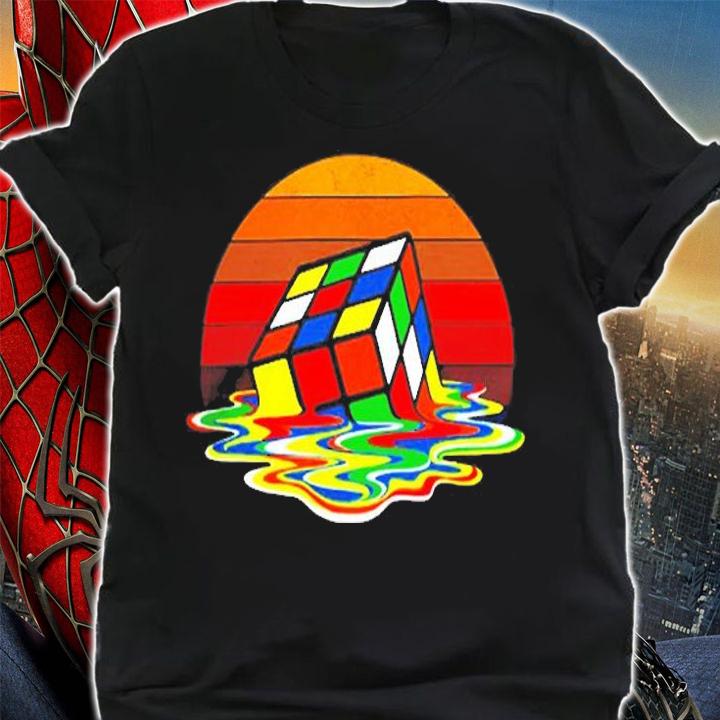 Melting Puzzle Cube Speed Cuber Hobby 80S Vintage Math Game T-Shirt shirt