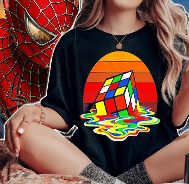 Melting Puzzle Cube Speed Cuber Hobby 80S Vintage Math Game T-Shirt woman shirt