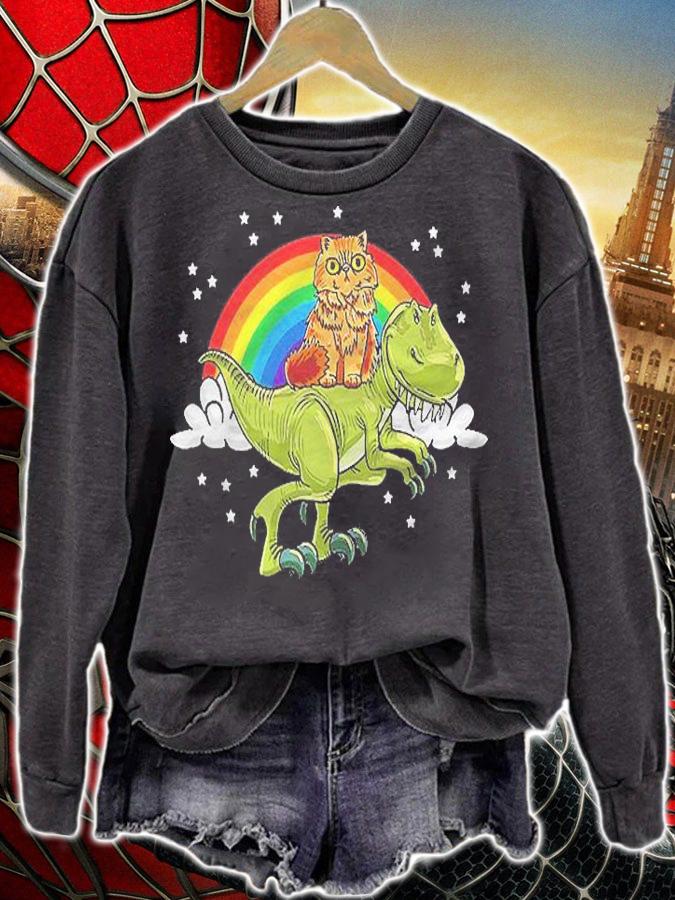 Dino Persian Cat Rainbow Cute Feline Cat Lover Gift Shirt