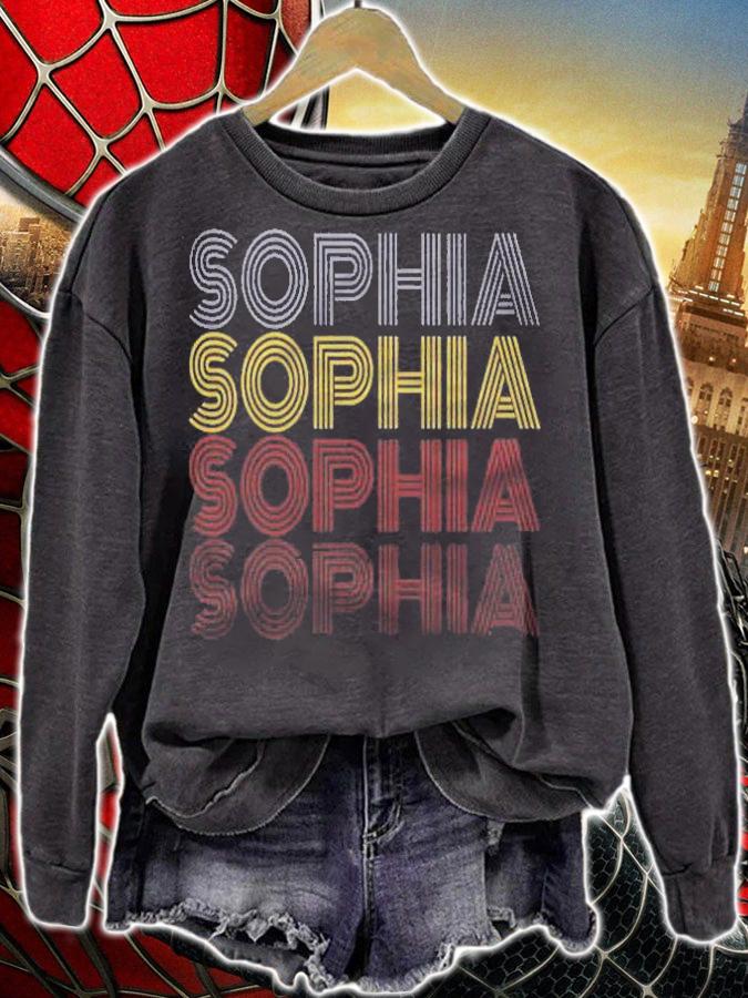 Graphic Tee First Name Sophia Retro Pattern Vintage Style Shirt