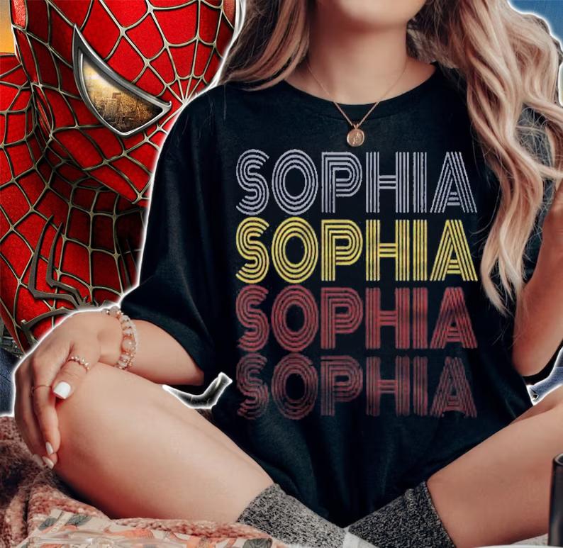 Graphic Tee First Name Sophia Retro Pattern Vintage Style Shirt
