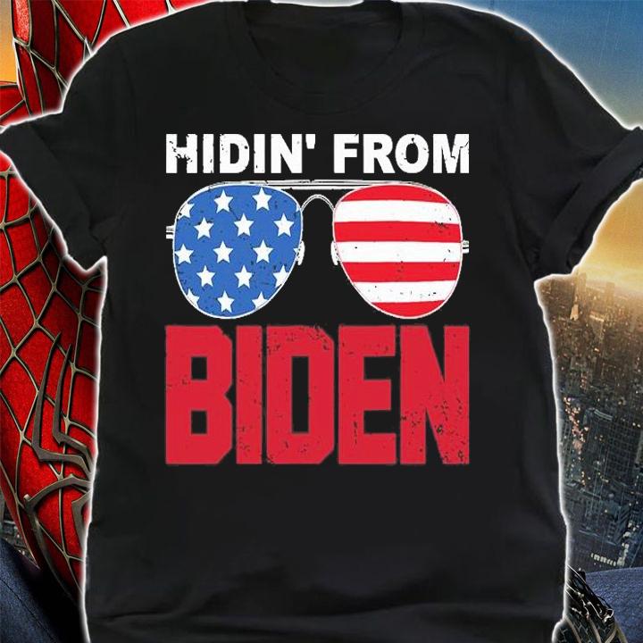 Hidin' From Biden Sunglasses USA Flag Vintage T-Shirt shirt