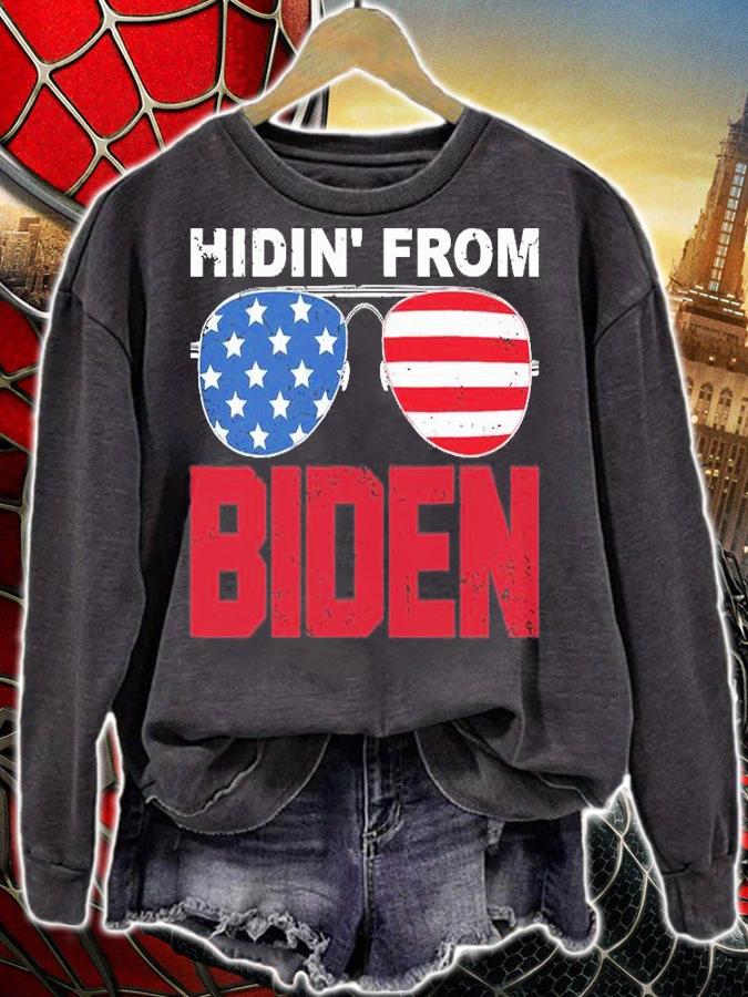 Hidin' From Biden Sunglasses USA Flag Vintage T-Shirt sweatshirt