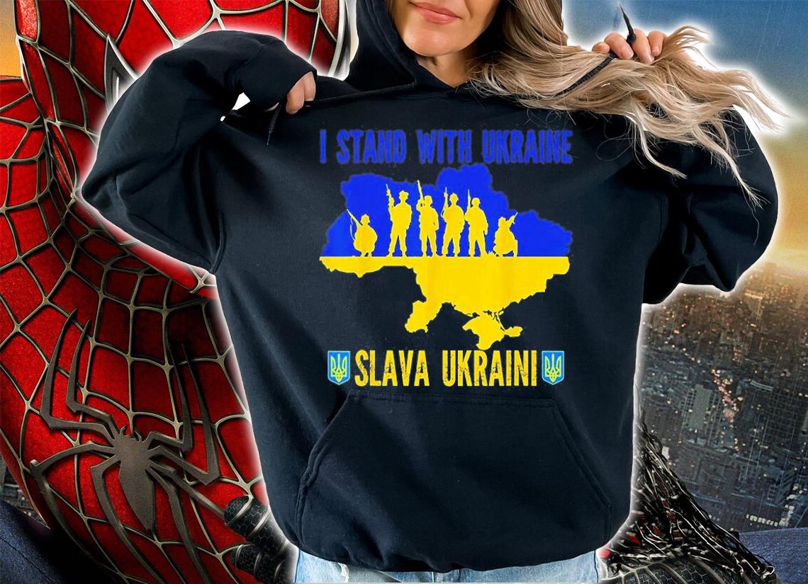 I Stand With Ukraine Slava Ukraini Glory to Ukraine Support Love Ukraine T-Shirt hoodie