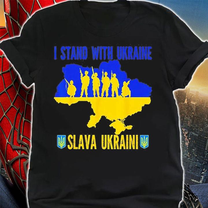I Stand With Ukraine Slava Ukraini Glory to Ukraine Support Love Ukraine T-Shirt shirt