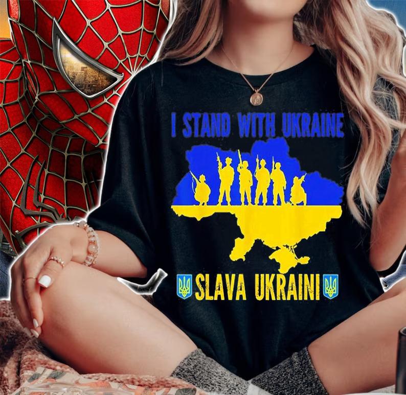 I Stand With Ukraine Slava Ukraini Glory to Ukraine Support Love Ukraine T-Shirt woman shirt