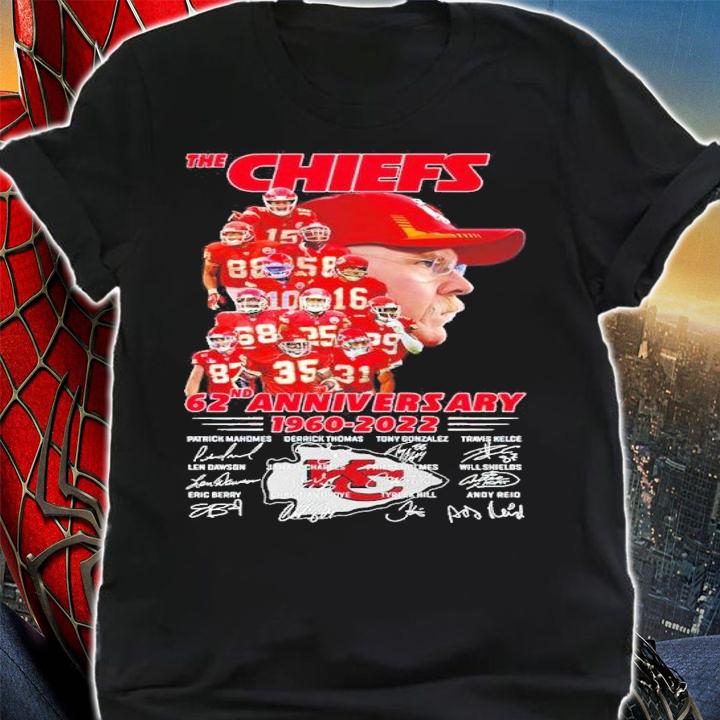 The Kansas City Chiefs 62nd Anniversary 1960 2022 Signatures t-shirt