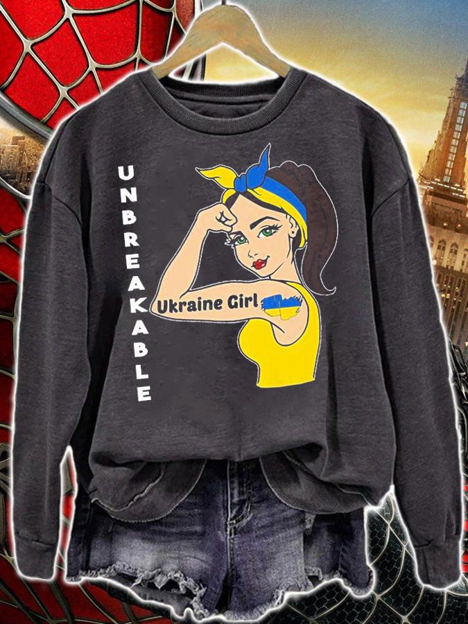 Ukraine Girl Unbreakable Ukrainian Flag Strong Woman T-Shirt sweatshirt