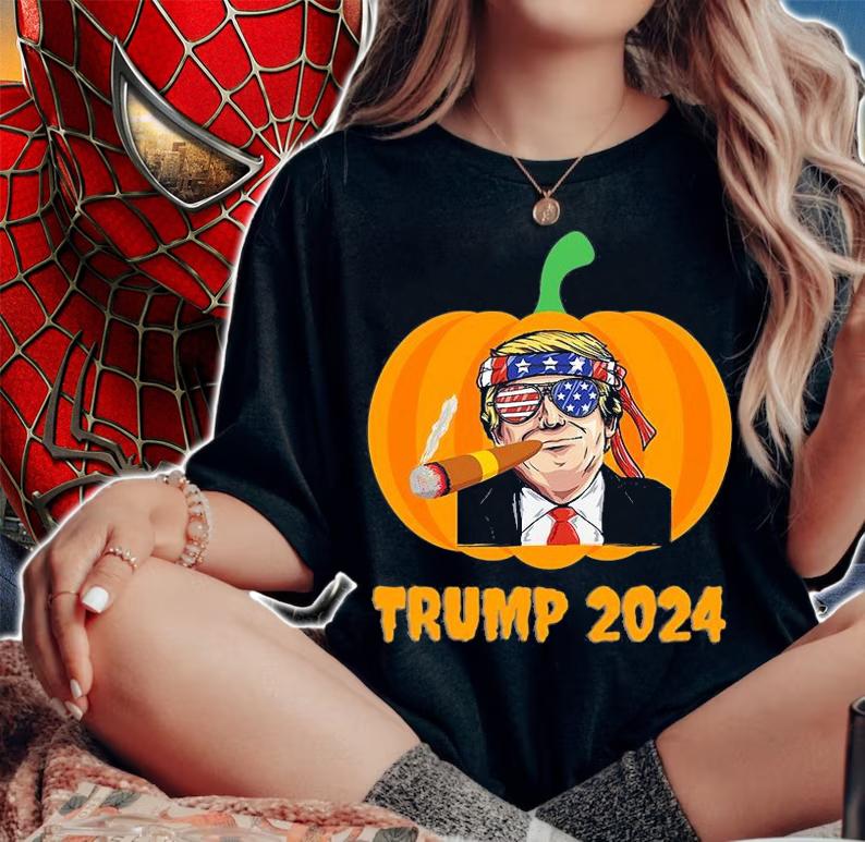 Funny Trump Halloween 2024 Holiday Anti Biden Thanksgiving T-Shirt woman shirt
