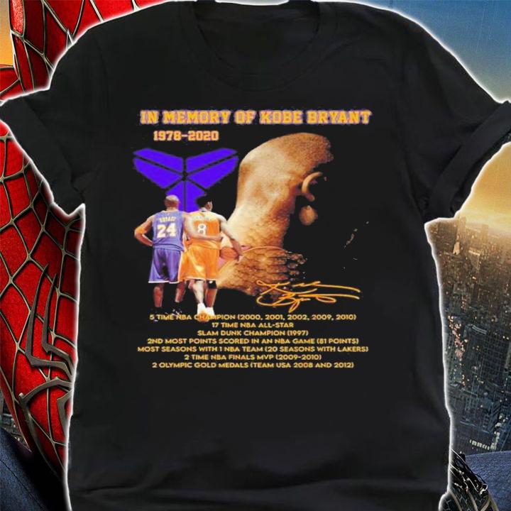 In Memory Of Kobe Bryant 5 Time NBA Champions 17 Time NBA All-Star Signatures Shirt