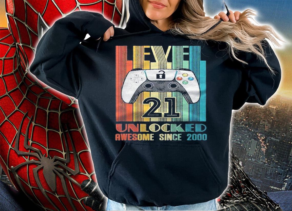 Level 21 Unlocked Awesome 21 Video Game 2000 Birthday Gift shirt