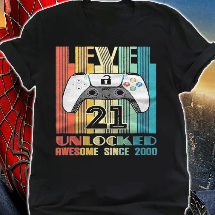 Level 21 Unlocked Awesome 21 Video Game 2000 Birthday Gift shirt