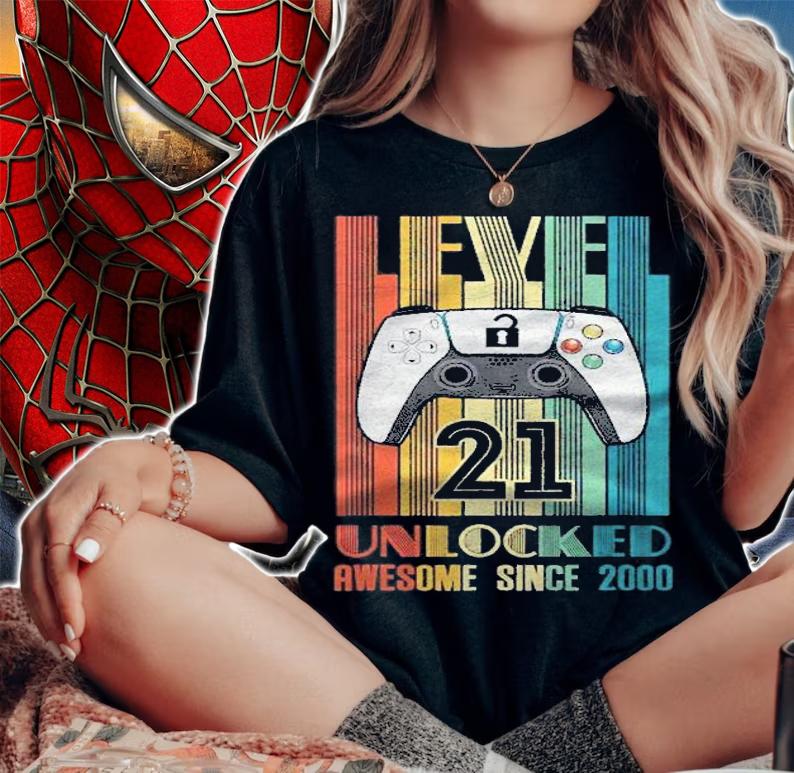 Level 21 Unlocked Awesome 21 Video Game 2000 Birthday Gift shirt