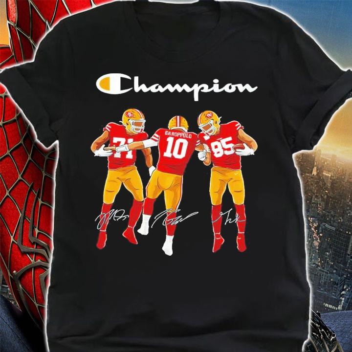 San Francisco 49ers Champion Trent Williams Vs Jimmy Garoppolo And George Kittle Signatures Shirt shirt