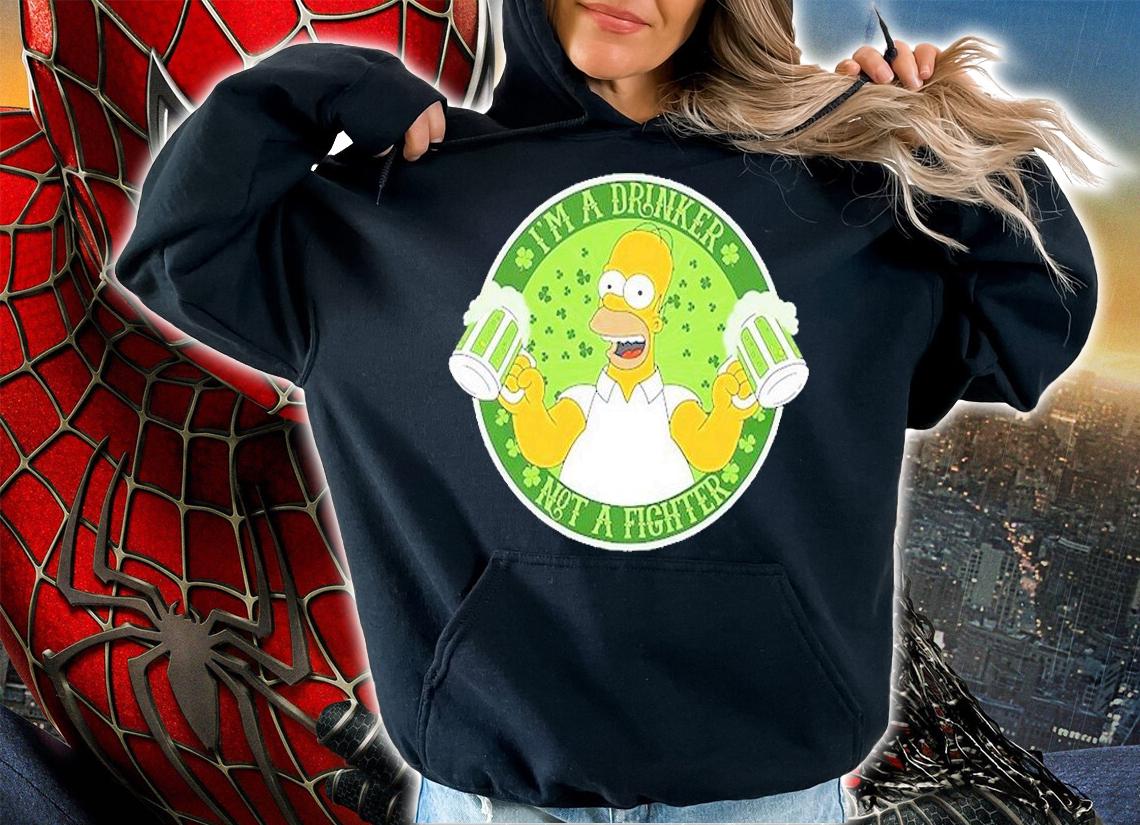 The Simpsons St Patricks Day Homer Drinker Not Fighter T-Shirt