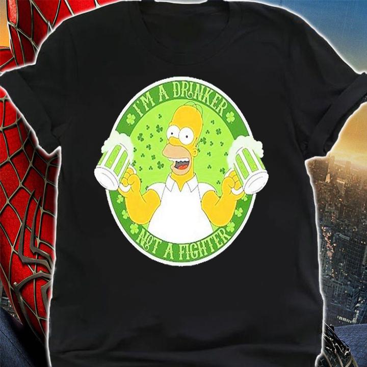 The Simpsons St Patricks Day Homer Drinker Not Fighter T-Shirt