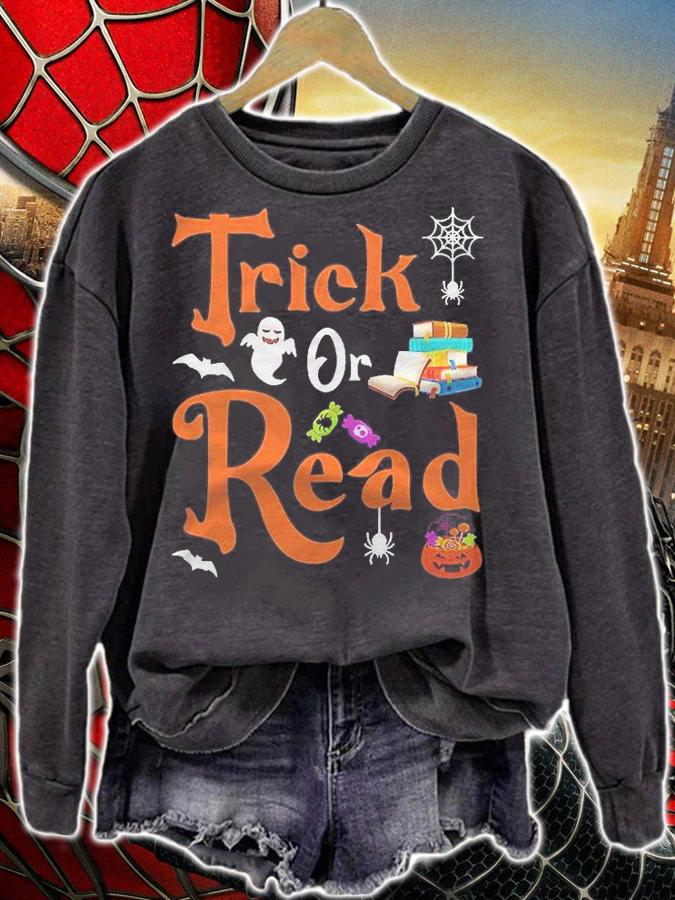 Trick Or Read Halloween Books Reading Lover Reader Funny Shirt