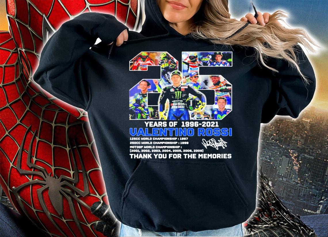 25 years of 1996-2021 Valentino Rossi signature t-shirt hoodie